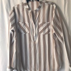 Tan striped blouse